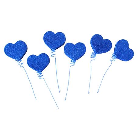 Pinches gibré corazones azules 6u